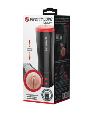 Pretty Love Ozzy Thrusting Male Masturbator w/Flesh Sleeve - Black | Pleasura