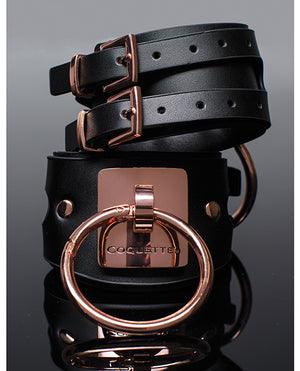 Pleasure Collection Adjustable Handcuffs - Black/Rose Gold | Pleasura