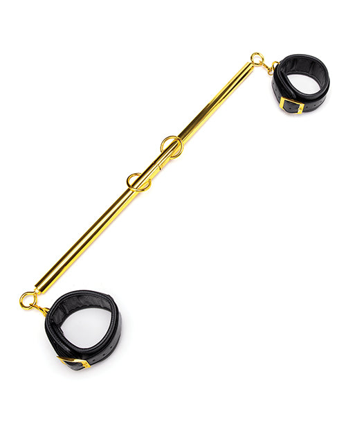 Lux Fetish Solid Gold Expandable Spreader Bar Set w/Detachable Leatherette Cuffs | Pleasura