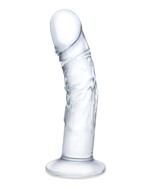 Glas 7" Realistic Curved Glass Dildo w/Veins - Clear | Pleasura