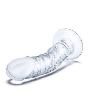 Glas 7" Realistic Curved Glass Dildo w/Veins - Clear | Pleasura