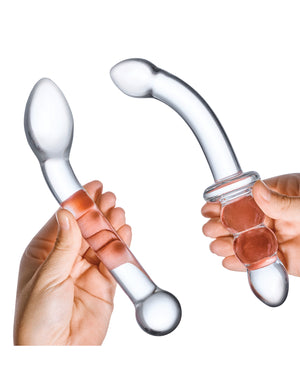 Glas 2 pc G-Spot Pleasure Glass Dildo Set - Clear | Pleasura