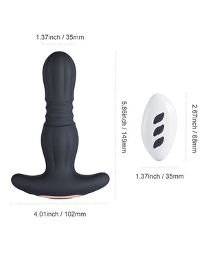 Agas Thrusting Butt Plug w/Remote Control - Black | Pleasura