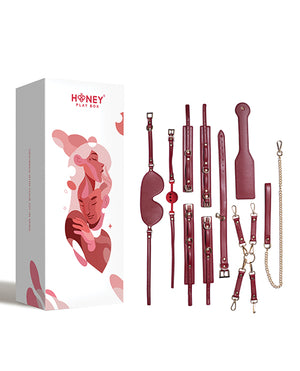Kinky Play Box Red Passion 8 pc Set Bondage Kit - Red | Pleasura