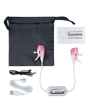 Lovense Gemini Vibrating Nipple Clamps - Pink | Pleasura