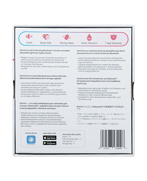 Lovense Gemini Vibrating Nipple Clamps - Pink | Pleasura