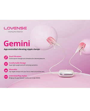 Lovense Gemini Vibrating Nipple Clamps - Pink | Pleasura