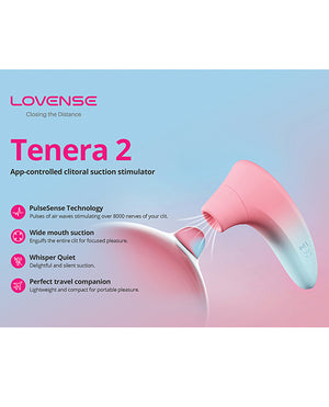 Lovense Tenera 2 Bluetooth Clitoral Suction Stimulator - Pink/Blue | Pleasura