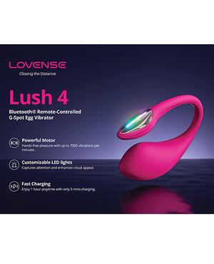 Lovense Lush 4.0 Bluetooth G-Spot Egg Camming Vibrator - Pink | Pleasura