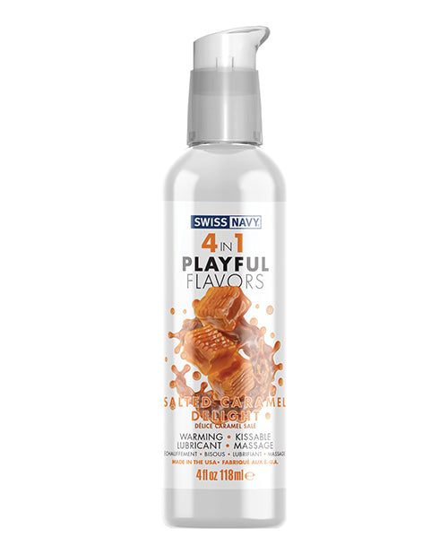 Swiss Navy 4 in 1 Playful Flavors - Salted Caramel Delight 4 oz - Pleasura