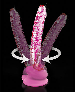 Icicles No. 86 Hand Blown Glass Massager w/Suction Cup - Pink | Pleasura