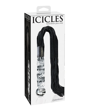 Icicles No. 38 Hand Blown Glass Handled Whip - Clear | Pleasura