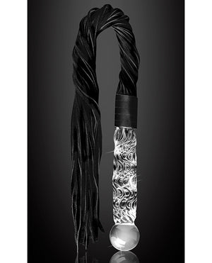 Icicles No. 38 Hand Blown Glass Handled Whip - Clear | Pleasura