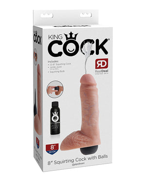 King Cock 8" Squirting Cock w/Balls - Flesh | Pleasura