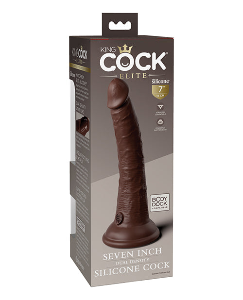 King Cock Elite 7" Dual Density Silicone Cock - Brown | Pleasura