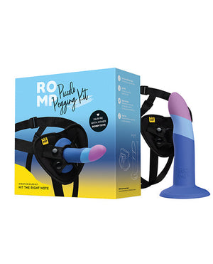 ROMP Piccolo 3 Color 5.5" Dildo Pegging Kit - Blue | Pleasura