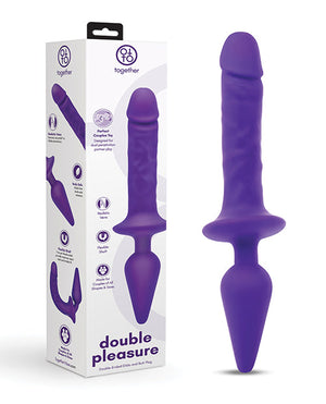Together Double Pleasure 11" Double-Ended Dildo & Butt Plug - Purple | Pleasura