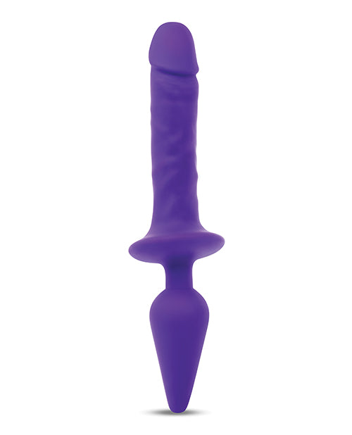 Together Double Pleasure 11" Double-Ended Dildo & Butt Plug - Purple | Pleasura