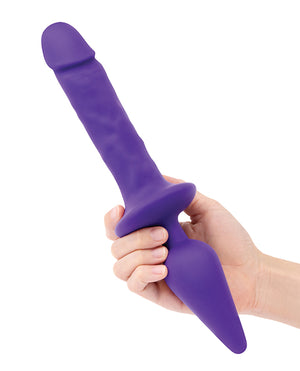 Together Double Pleasure 11" Double-Ended Dildo & Butt Plug - Purple | Pleasura