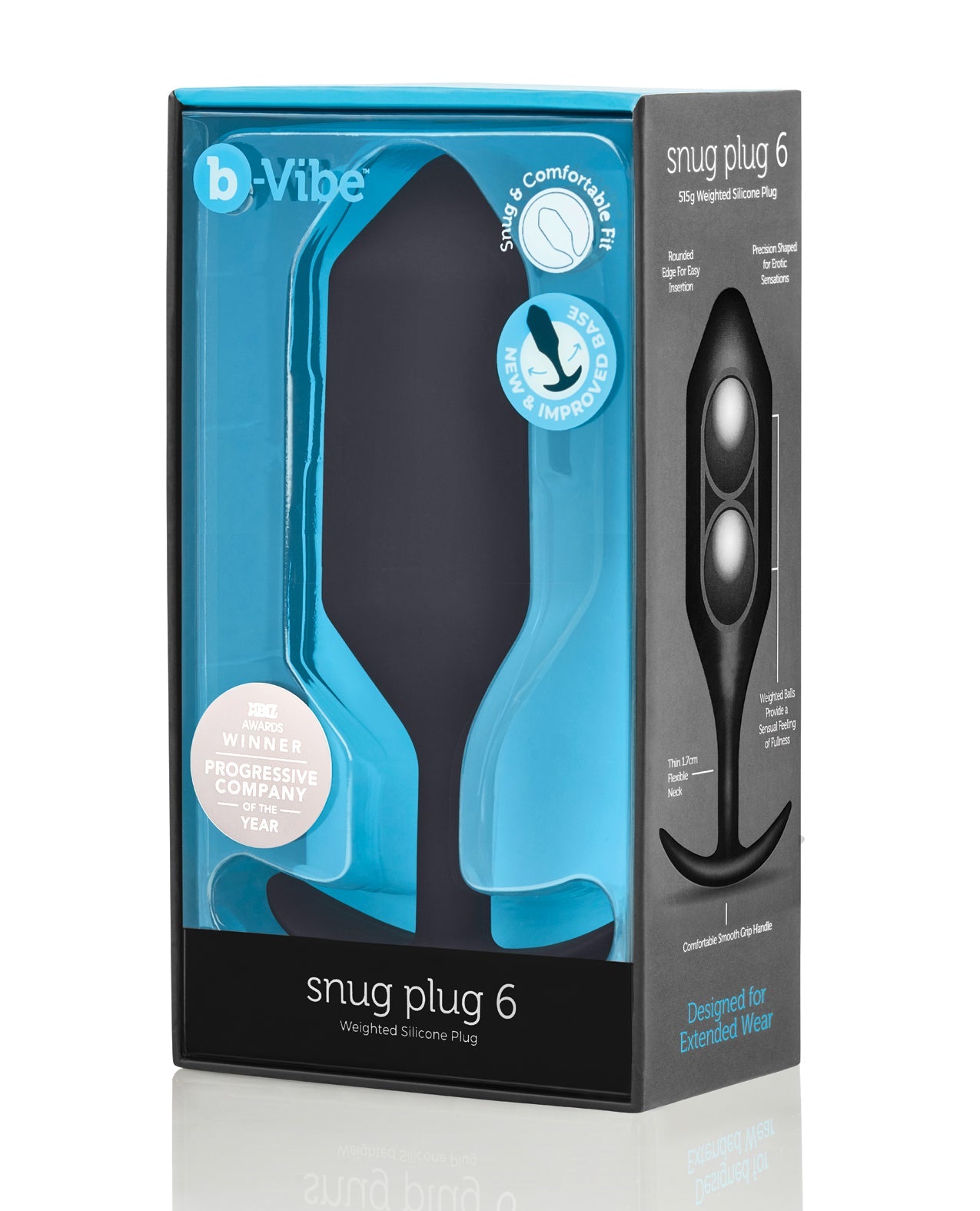 b - Vibe Weighted Snug Plug 6 - 515 g Black - Pleasura