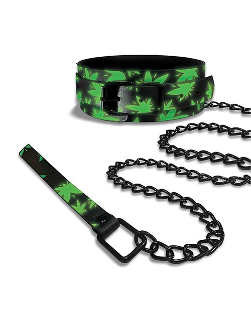 Stoner Vibes Glow in the Dark Collar & Leash - Pleasura