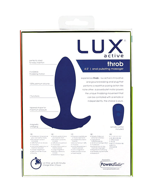 Lux Active Throb Anal Pulsating Massager w/Remote - Dark Blue | Pleasura
