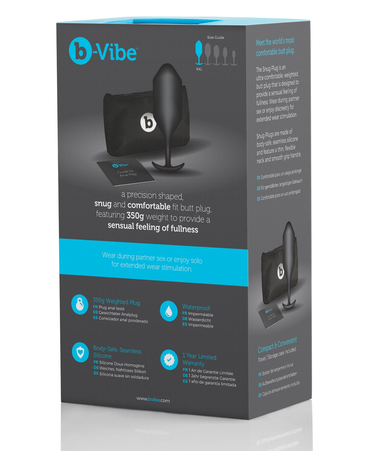 b-Vibe Weighted Snug Plug 5 - 350 g Black | Pleasura
