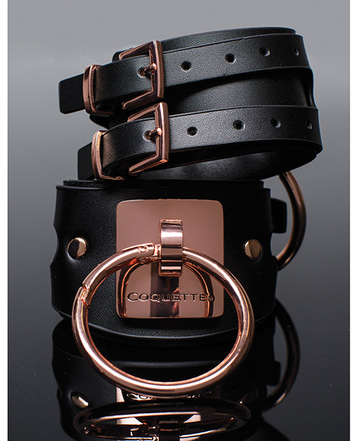Pleasure Collection Adjustable Handcuffs - Black/Rose Gold | Pleasura