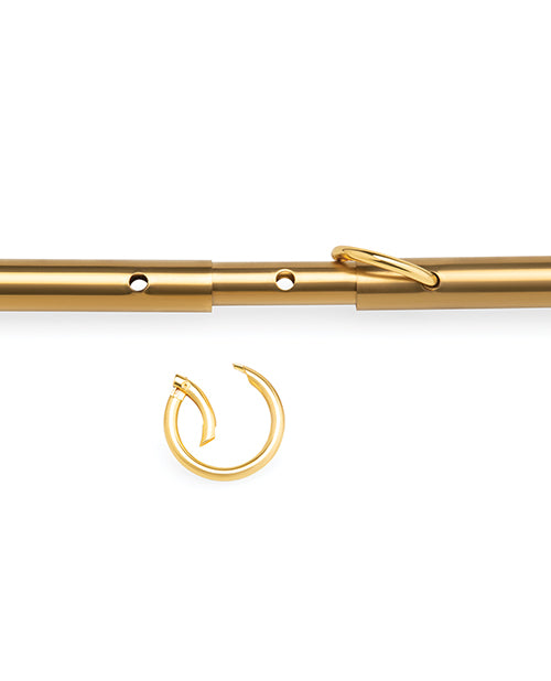 Lux Fetish Solid Gold Expandable Spreader Bar Set w/Detachable Leatherette Cuffs | Pleasura