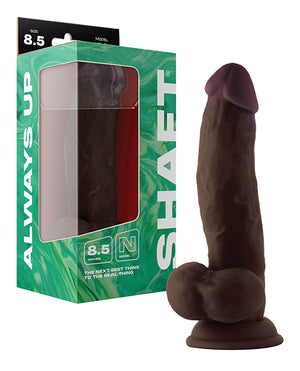 Shaft Model N Flexskin Liquid Silicone 8.5" Side Curve Dong w/Balls - Mahogany