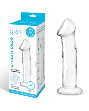 Glas 6" Dildo w/Veins & Flat Base | Pleasura