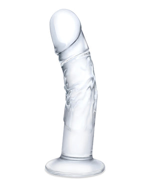 Glas 7" Realistic Curved Glass Dildo w/Veins - Clear | Pleasura