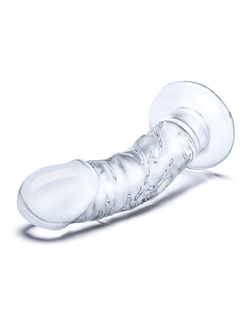 Glas 7" Realistic Curved Glass Dildo w/Veins - Clear | Pleasura