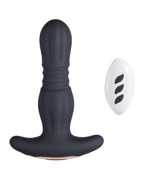 Agas Thrusting Butt Plug w/Remote Control - Black | Pleasura
