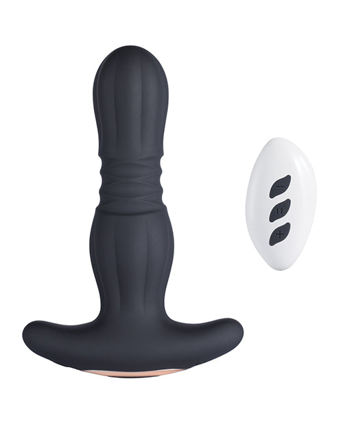 Agas Thrusting Butt Plug w/Remote Control - Black | Pleasura