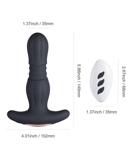 Agas Thrusting Butt Plug w/Remote Control - Black | Pleasura