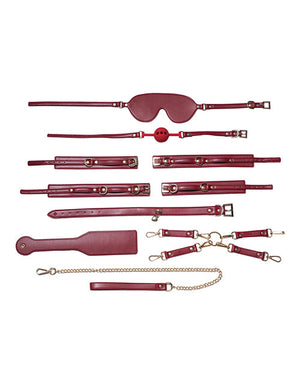 Kinky Play Box Red Passion 8 pc Set Bondage Kit - Red | Pleasura