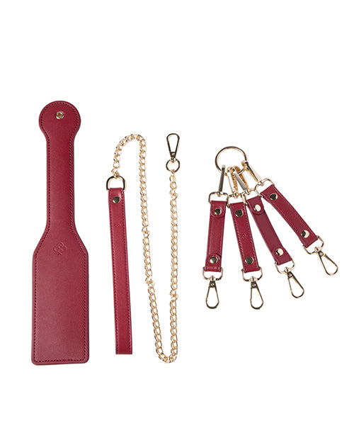 Kinky Play Box Red Passion 8 pc Set Bondage Kit - Red | Pleasura