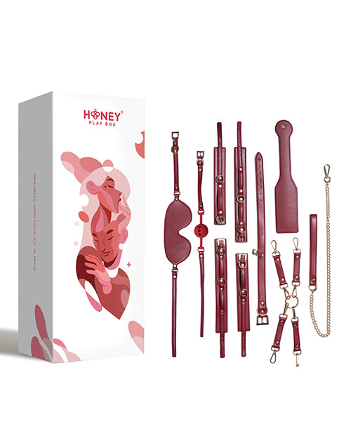 Kinky Play Box Red Passion 8 pc Set Bondage Kit - Red | Pleasura