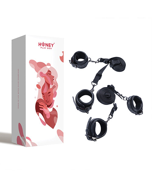 Kinky Play Box Luxury Bondage Bed Restraint Kit - Black | Pleasura
