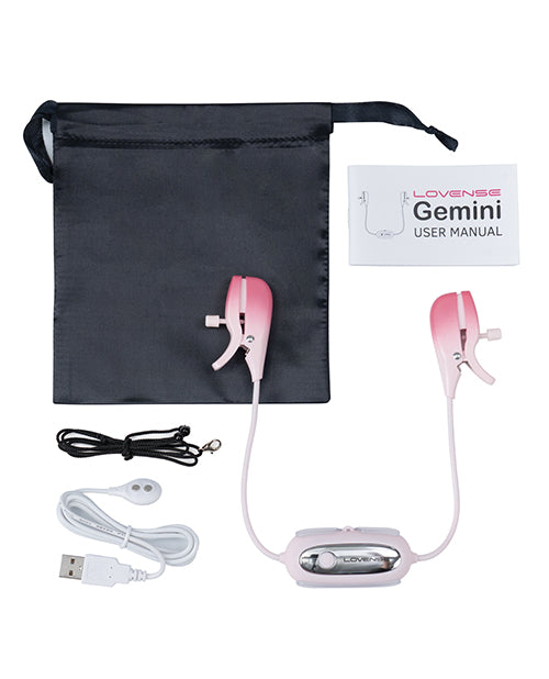 Lovense Gemini Vibrating Nipple Clamps - Pink | Pleasura