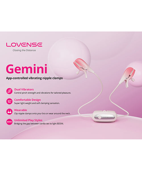Lovense Gemini Vibrating Nipple Clamps - Pink | Pleasura