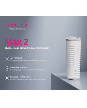 Lovense Max 2 Rechargeable Male Masturbator w/White Case - Clear Sleeve | Pleasura