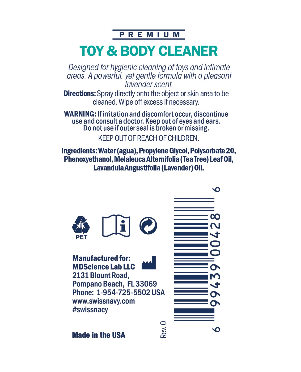 Swiss Navy Toy &amp; Body Cleaner | Pleasura