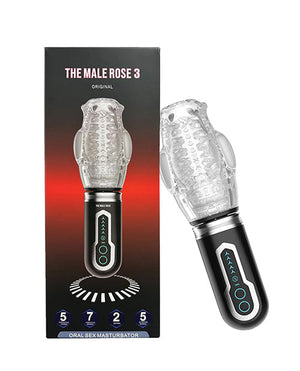 The Male Rose 3 Thrusting, Rotating &amp; Vibrating Oral Sex Masturbator - Black | Pleasura