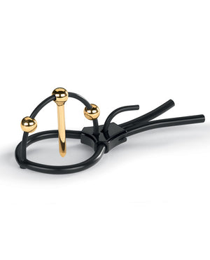 Mystim Plunging Pete w/Corona Strap & Urethral Sound - Black/Gold | Pleasura