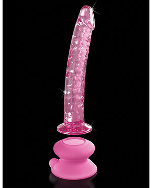 Icicles No. 86 Hand Blown Glass Massager w/Suction Cup - Pink | Pleasura