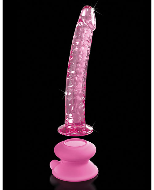 Icicles No. 86 Hand Blown Glass Massager w/Suction Cup - Pink | Pleasura