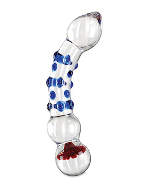 Icicles No. 18 Hand Blown Glass Massager - Clear w/Blue Knobs | Pleasura