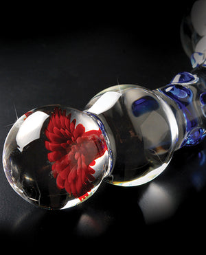 Icicles No. 18 Hand Blown Glass Massager - Clear w/Blue Knobs | Pleasura